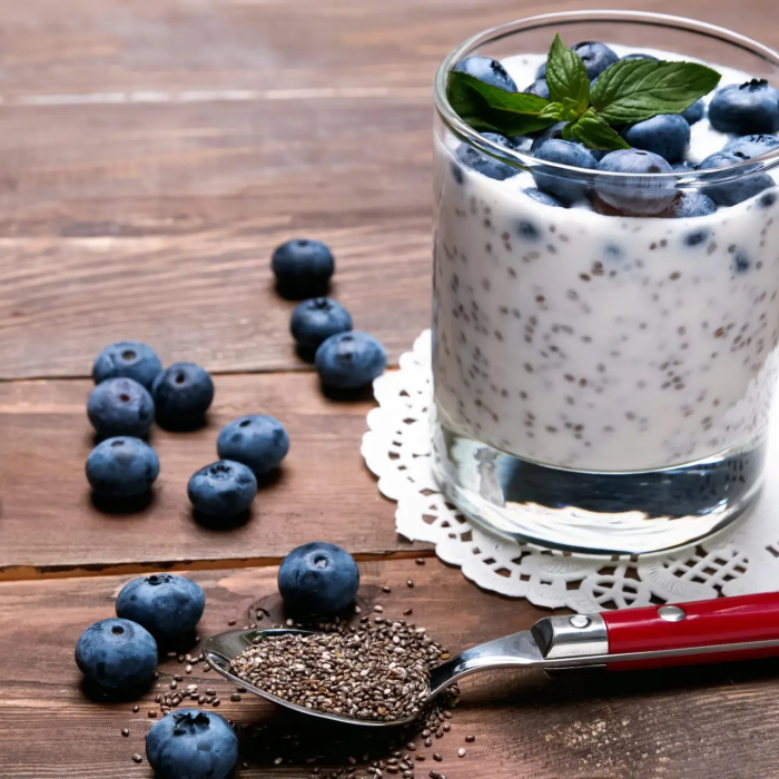 Healthy-breakfast.-Pudding-with Healthy-breakfast.-Pudding-with